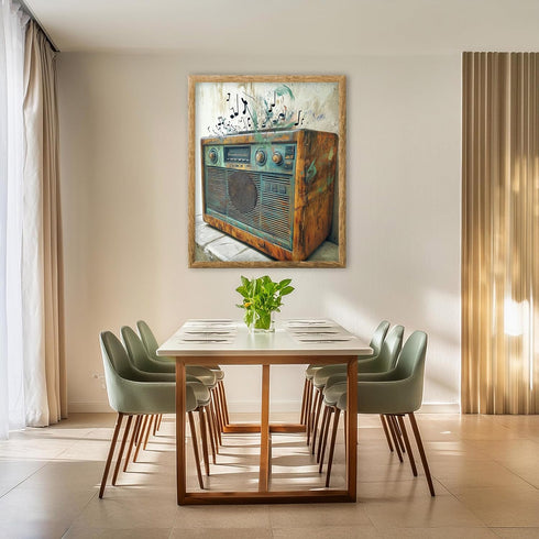 Posterizer-rustic modern art of classic boombox playing music -4-Musical Art Collection-Retro Art-Living Room Bedroom Decor- unframed wall art...